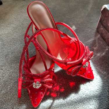 Red kitten heels