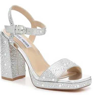 Steve Madden Silver Oleya Sandal platform rhinest… - image 1