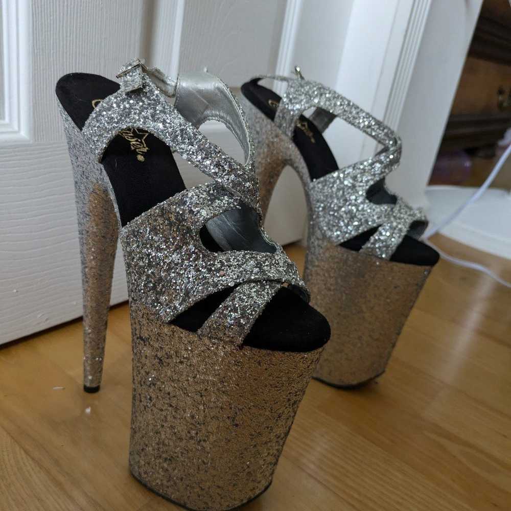 Silver Glitter Pleaser Stilettos New in Box - image 2