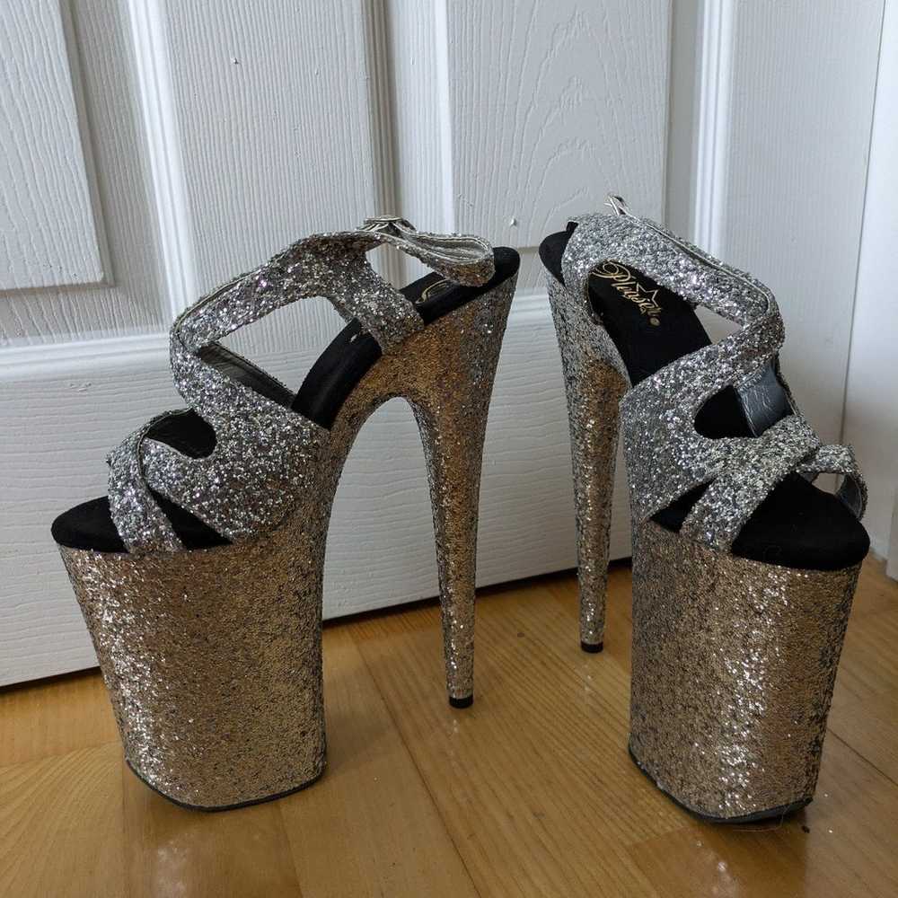 Silver Glitter Pleaser Stilettos New in Box - image 3