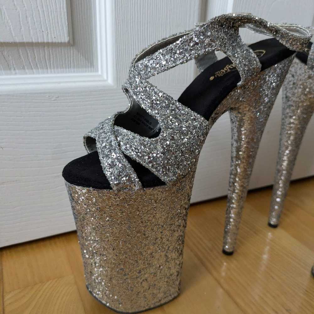 Silver Glitter Pleaser Stilettos New in Box - image 4