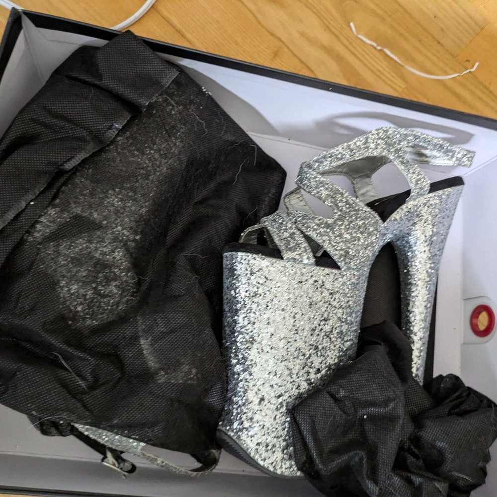 Silver Glitter Pleaser Stilettos New in Box - image 5