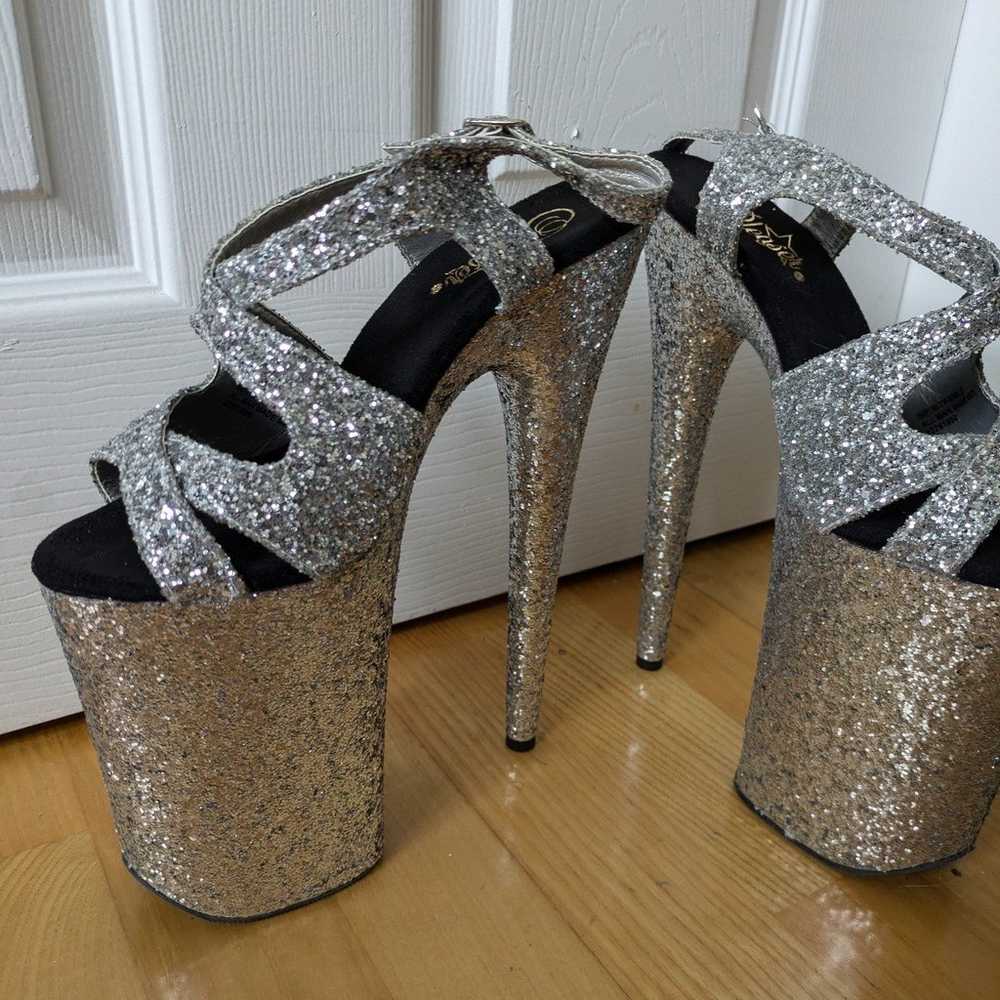 Silver Glitter Pleaser Stilettos New in Box - image 6