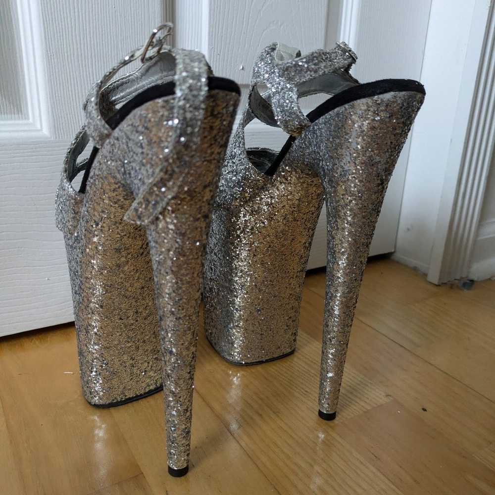 Silver Glitter Pleaser Stilettos New in Box - image 7