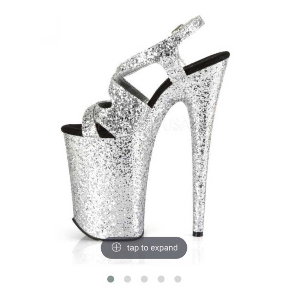 Silver Glitter Pleaser Stilettos New in Box - image 9