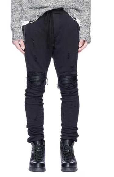 Amiri AMIRI LEATHER PATCH RIPPED SWEATPANTS