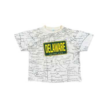 Vintage Vintage 90s Delaware map all over print t… - image 1