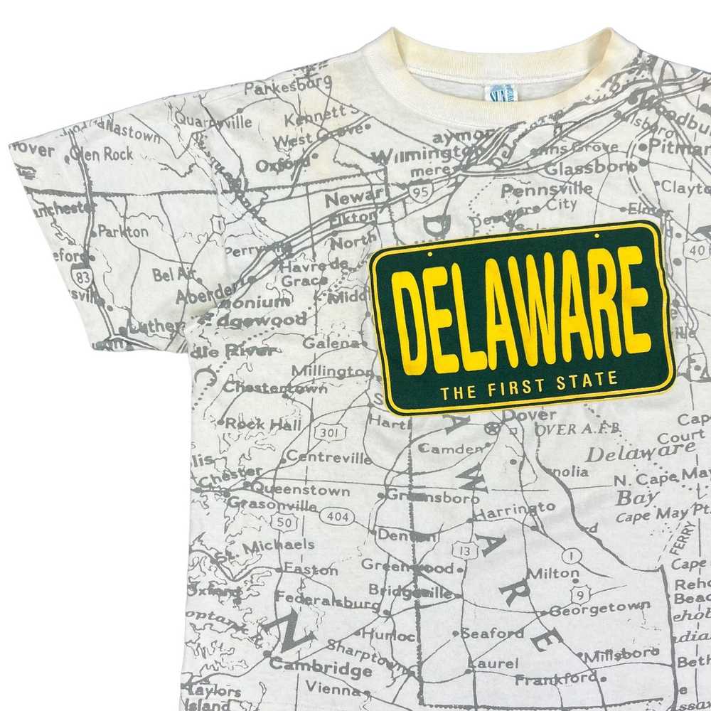 Vintage Vintage 90s Delaware map all over print t… - image 3