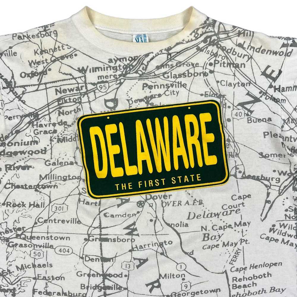 Vintage Vintage 90s Delaware map all over print t… - image 4