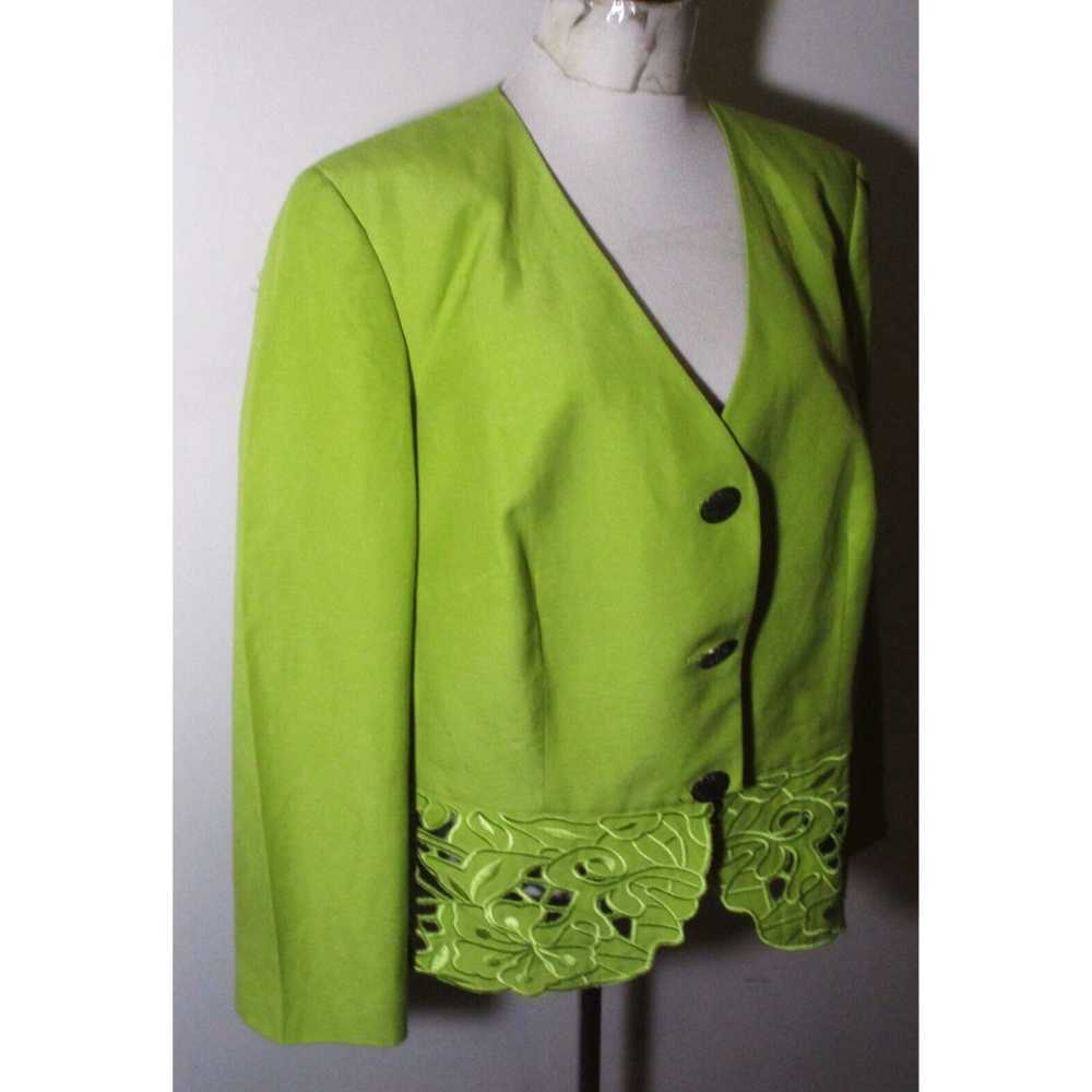 Vintage Elegant Green Linen Two Piece Skirt and J… - image 4