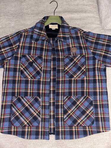 Gucci GUCCI Tiger Patch Checked Shirt Jacket - image 1