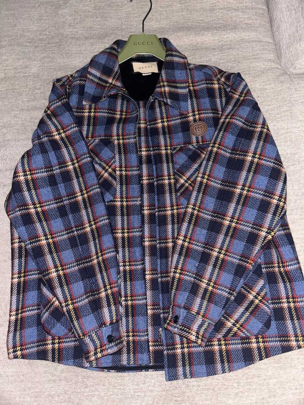 Gucci GUCCI Tiger Patch Checked Shirt Jacket - image 2