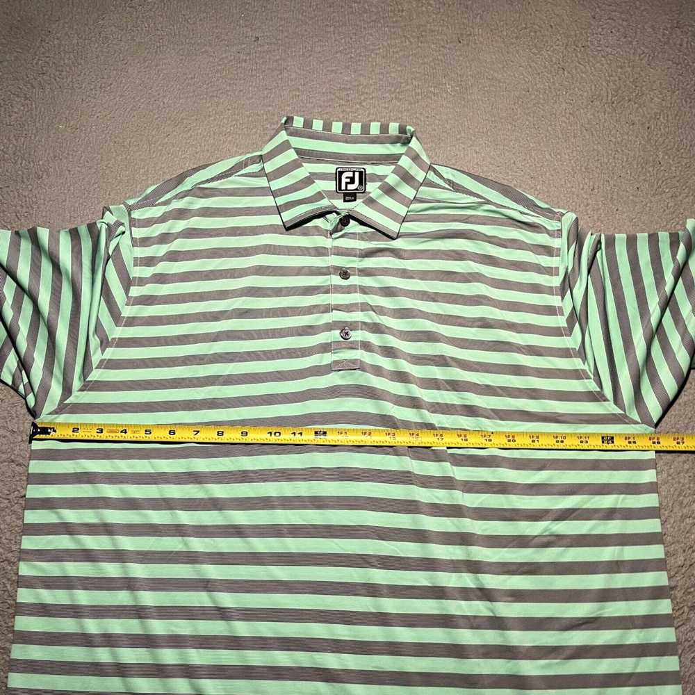 Footjoy Men's XXL 2XL Green Stripe Golf Polo Shir… - image 4