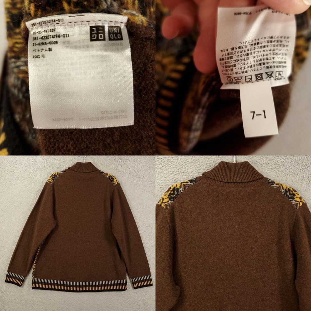 Uniqlo Fair Isle Turtleneck Mens Sweater in Brown… - image 8