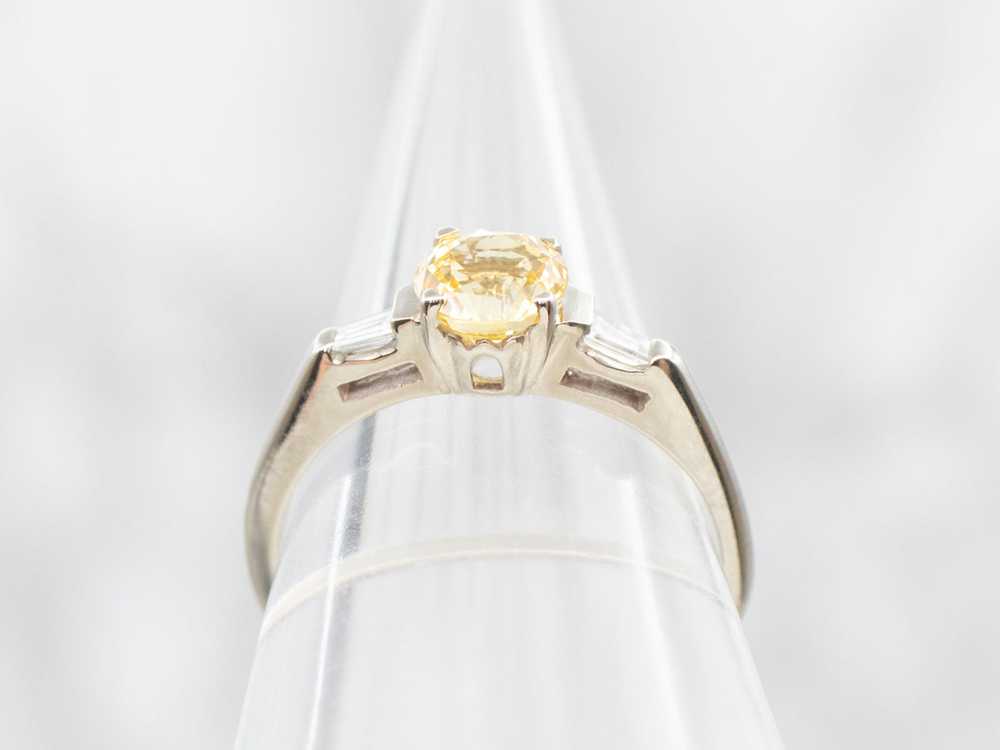 1950s Retro Yellow Sapphire and Baguette Diamond … - image 3