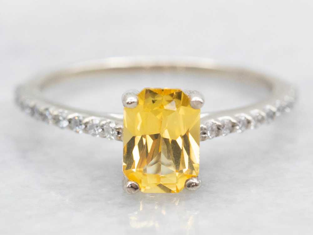 Modern Yellow Sapphire and Diamond Engagement Ring - image 1