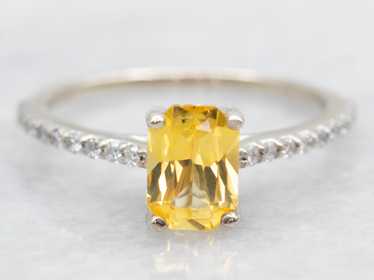 Modern Yellow Sapphire and Diamond Engagement Ring - image 1