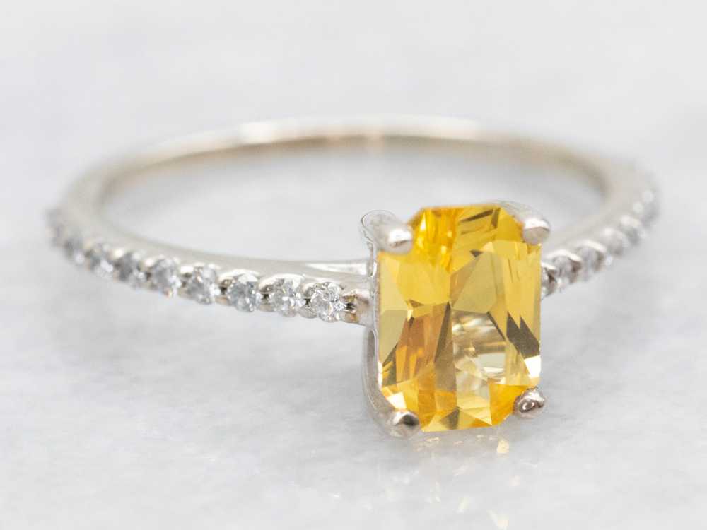 Modern Yellow Sapphire and Diamond Engagement Ring - image 2