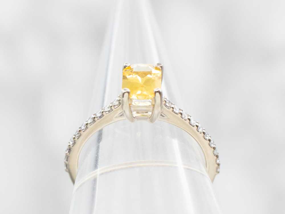 Modern Yellow Sapphire and Diamond Engagement Ring - image 3