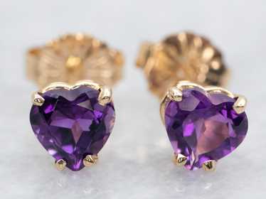 Heart Shaped Amethyst Stud Earrings - image 1