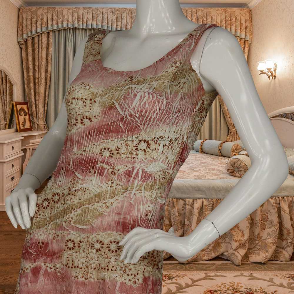 Other Komarov Lace Trim Floral Satin Dress M Chic - image 8