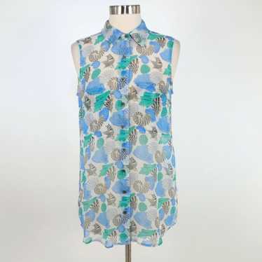 Equipment Silk Womens Sleeveless Seashells Blouse… - image 1