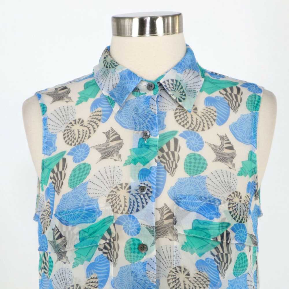 Equipment Silk Womens Sleeveless Seashells Blouse… - image 2