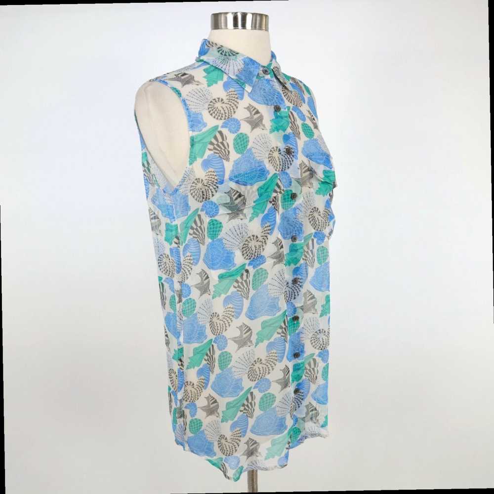 Equipment Silk Womens Sleeveless Seashells Blouse… - image 4