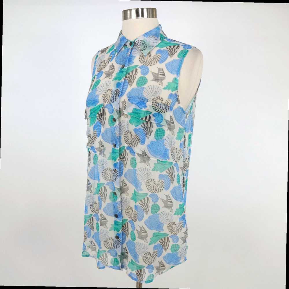 Equipment Silk Womens Sleeveless Seashells Blouse… - image 6