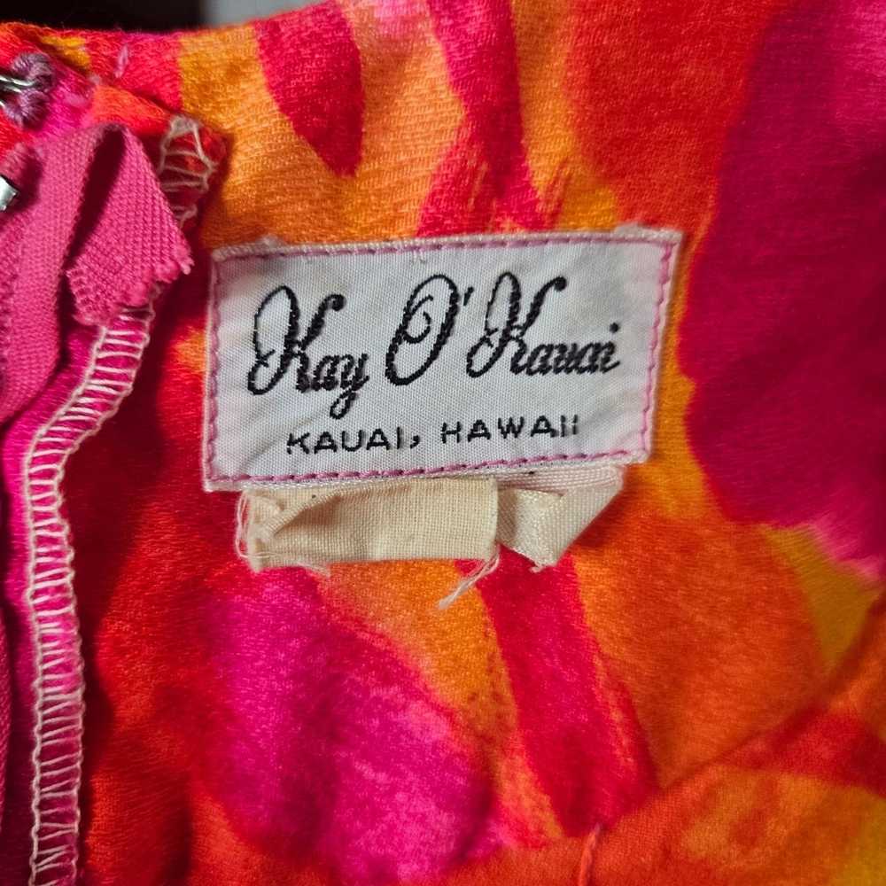 Vintage 60s Kay O'Kauai Orange & Pink Hawaiian Fl… - image 10