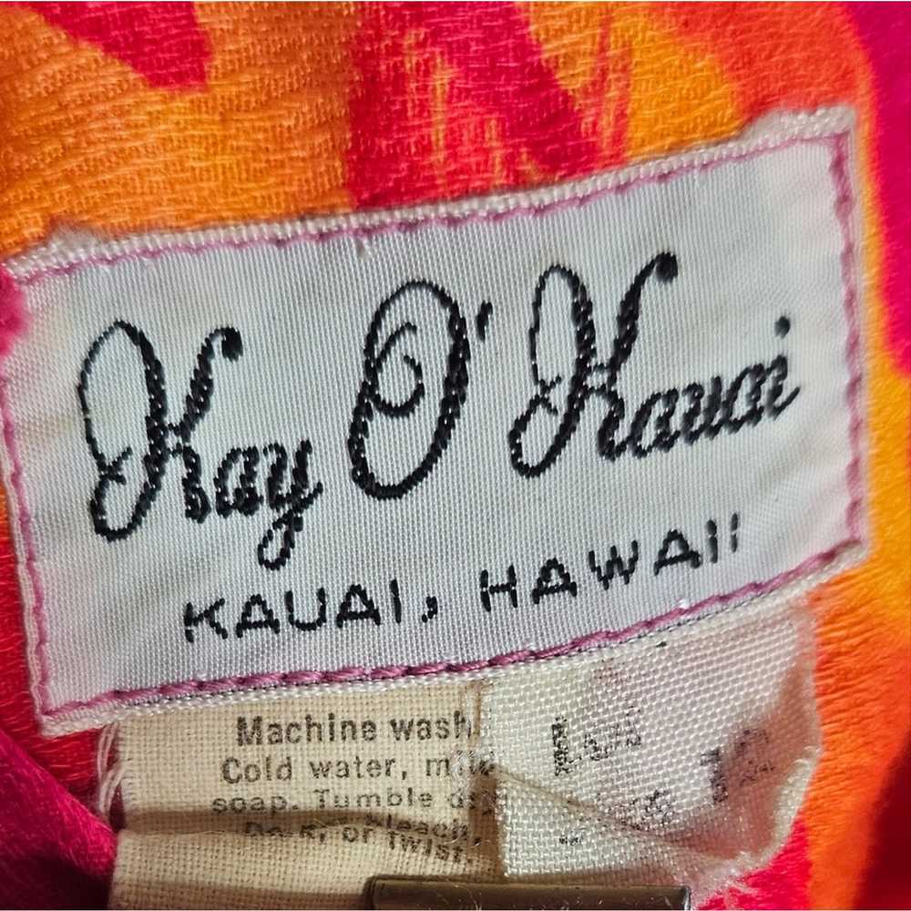 Vintage 60s Kay O'Kauai Orange & Pink Hawaiian Fl… - image 11