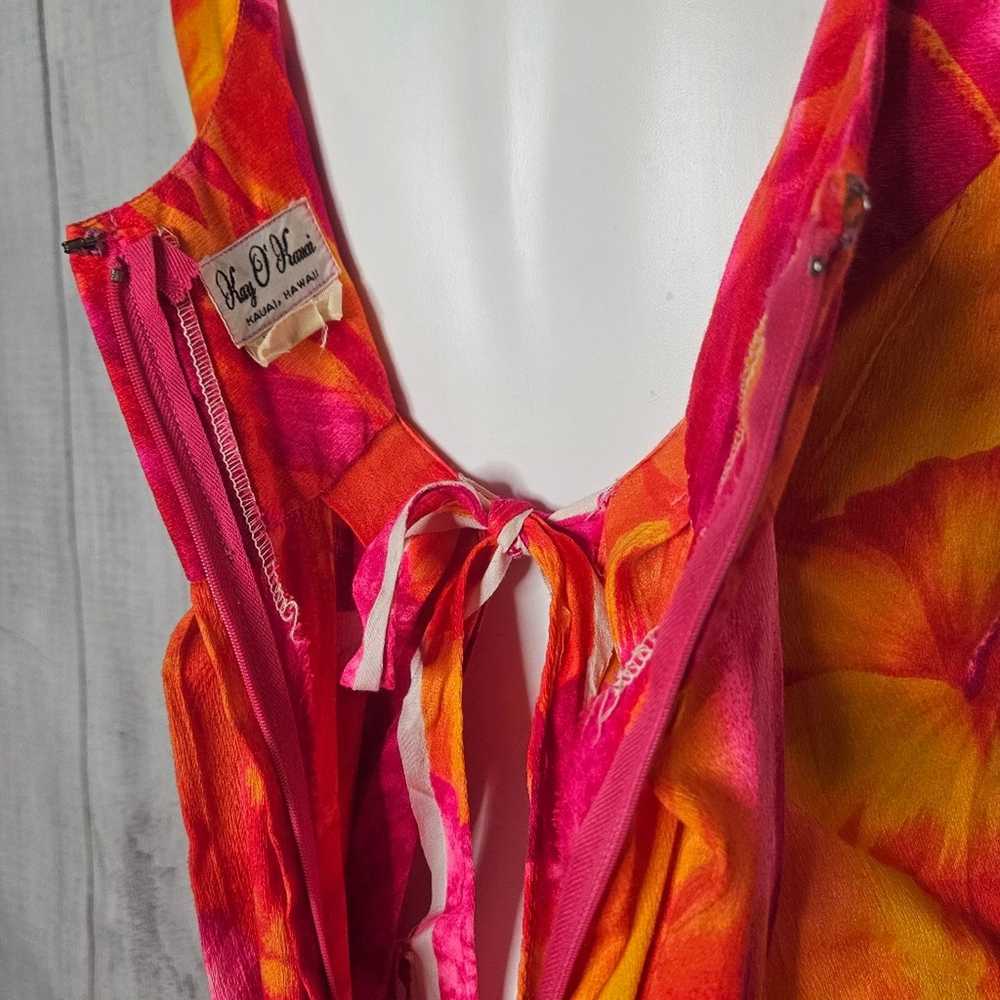 Vintage 60s Kay O'Kauai Orange & Pink Hawaiian Fl… - image 8