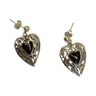 Filigree Heart Drop Earring - image 1