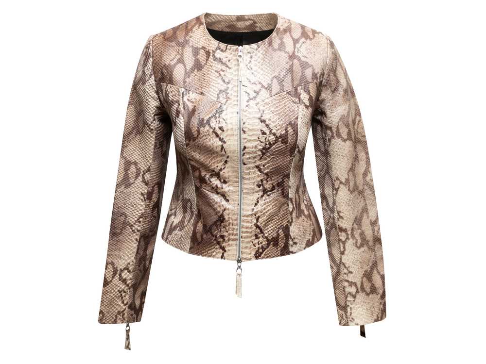 Beige Dolce & Gabbana Snakeskin Zip Jacket Size U… - image 1