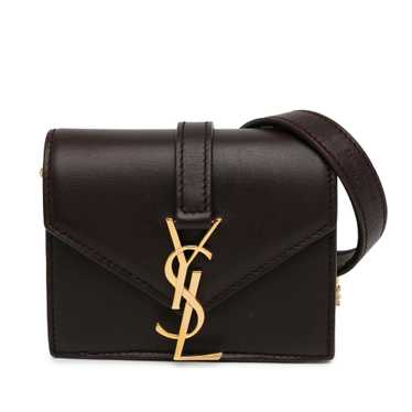 Burgundy Saint Laurent Mini Calfskin Monogram Cand