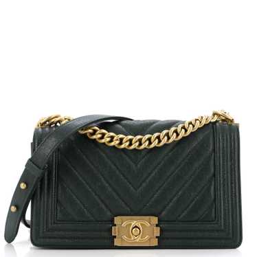 CHANEL Boy Flap Bag Chevron Caviar Old Medium