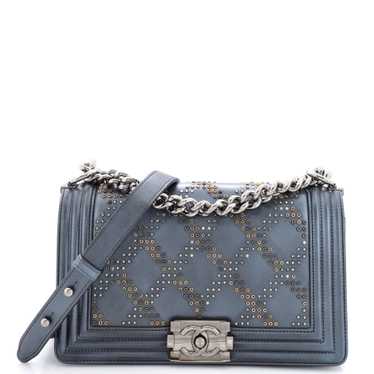 CHANEL Boy Flap Bag Studded Leather Old Medium - image 1