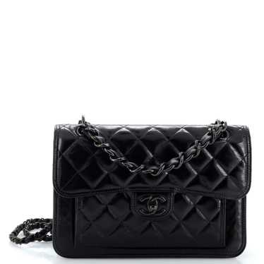 CHANEL So Black Double You CC Flap Bag Quilted Shi