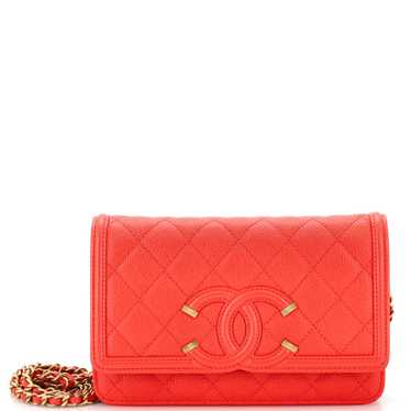 CHANEL Filigree Wallet on Chain Quilted Caviar - image 1