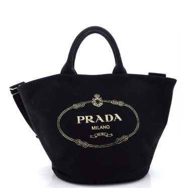 PRADA Canapa Convertible Shopping Tote Canvas Medi