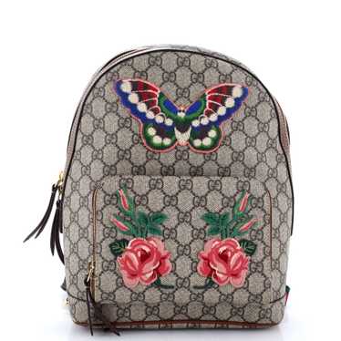 GUCCI Zip Pocket Backpack Embroidered GG Coated Ca