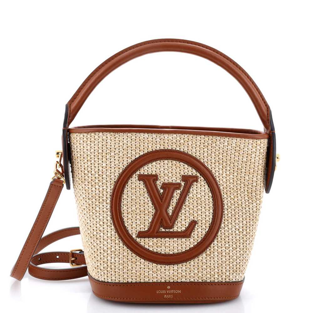 Louis Vuitton Petit Bucket NM Bag Raffia with Lea… - image 1