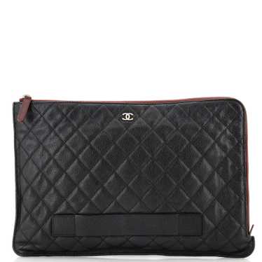 CHANEL iPad Pouch Quilted Caviar Large