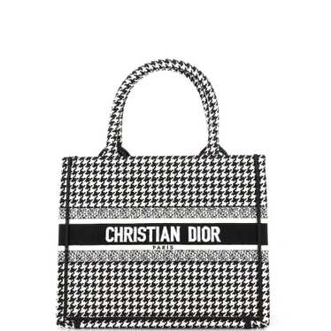 Christian Dior Book Tote Houndstooth Canvas Small