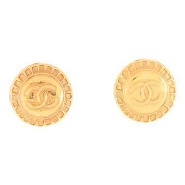 CHANEL Vintage CC Quilted Round Button Clip-On Ear