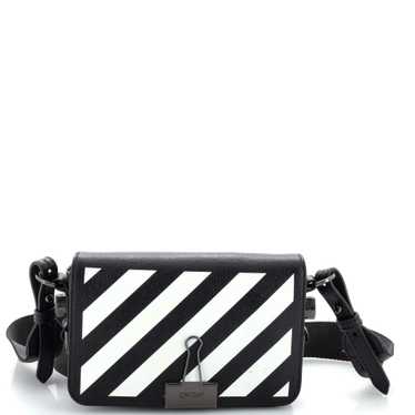 Off White Binder Clip Flap Bag Striped Leather Mi… - image 1