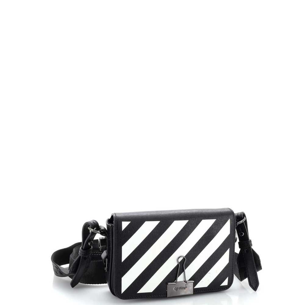 Off White Binder Clip Flap Bag Striped Leather Mi… - image 2