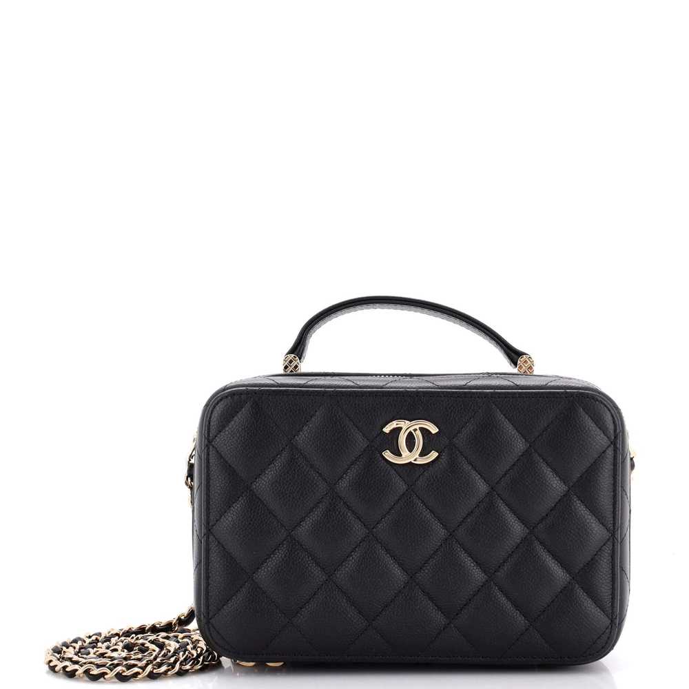 CHANEL CC Zip Around Top Handle Vanity Case with … - image 1