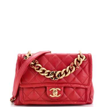 CHANEL Woven Chain Link CC Top Handle Flap Bag Qu… - image 1