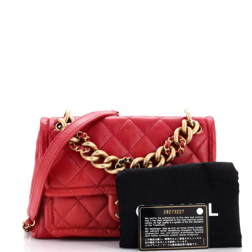 CHANEL Woven Chain Link CC Top Handle Flap Bag Qu… - image 2